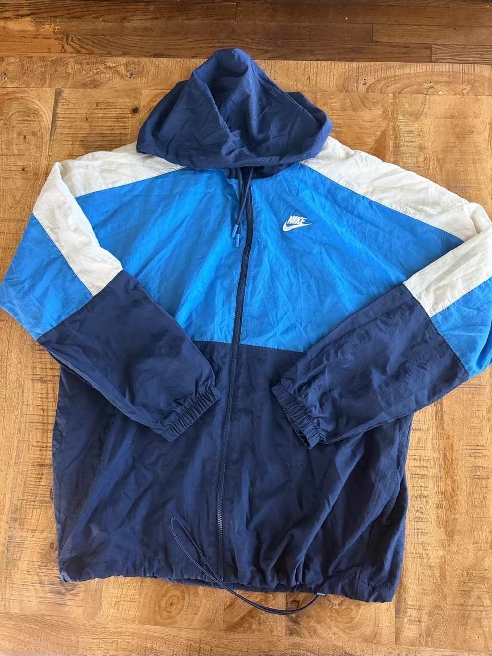 Nike Blue and Navy Colorblock Hooded Windbreaker